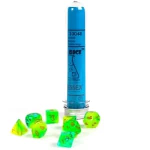 Gemini Polyhedral Plasma Green-Teal/orange Luminary Lab 7-Die Set