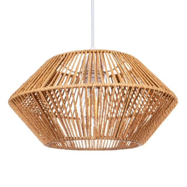 Happy Homewares Chic Designer Super Natural Brown Paper String Easy Fit Light Shade Brown Unisex