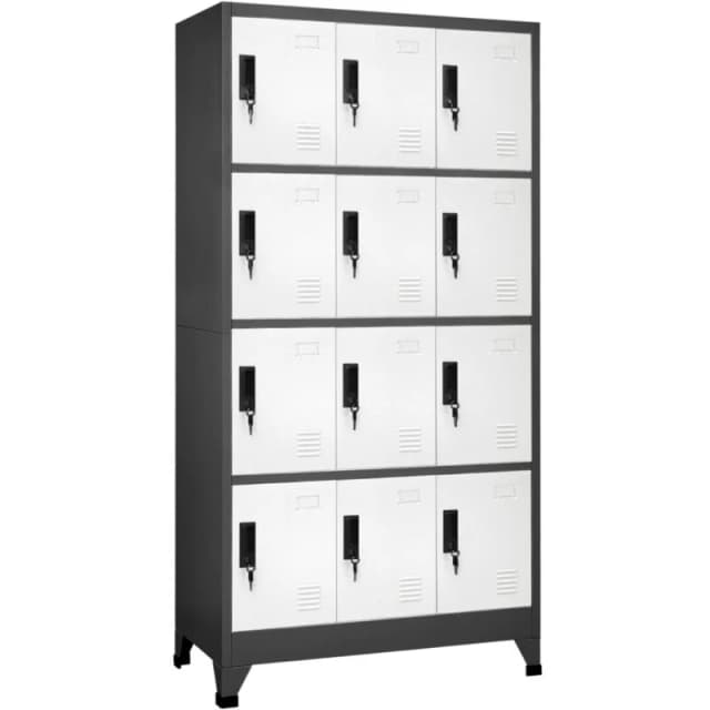 VIDAXL Locker Cabinet Anthracite and White 90x45x180cm Steel Vidaxl 8720286701225