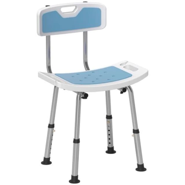 HOMCOM Homcom - Shower Stool for Elderly Disabled Adjustable Shower Stool Light Blue 5056725583583