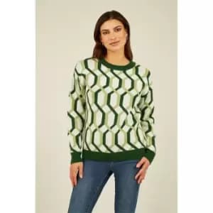 Mela London Green Retro Pattern Jumper - Green