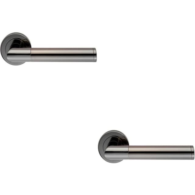 Loops 2x PAIR Sectional Round Bar Handle on Round Rose Concealed Fix Black Nickel Metallics