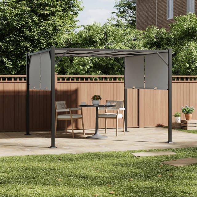 Breeins Outdoor Pergola with Retractable Canopy Black And Light unisex One size