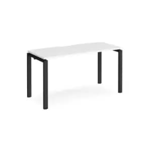 Bench Desk Single Person Starter Rectangular Desk 1400mm White Tops With Black Frames 600mm Depth Adapt