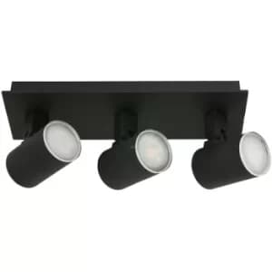 Sienna Points Noirs Straight Bar Pendant Ceiling Light Matt Black IP44