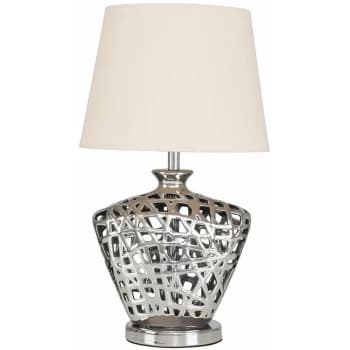 Silver Lattice Vase Table Lamp With Lampshade - Beige - No Bulb
