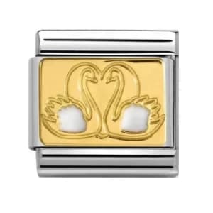 Nomination CLASSIC Gold Plates White Swans Charm 030284/29