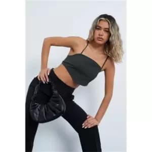 I Saw It First Skinny Strap Corset Crop Top - Green