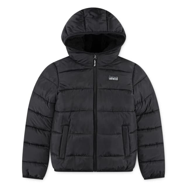 Levis Kids Insulated Short Puffer Jacket Black 023 male 12 Yrs