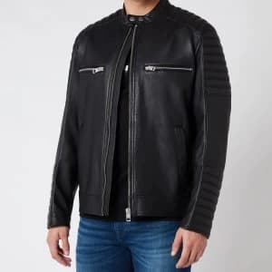 Hugo Boss Jakoby Leather Jacket Black Size M Men