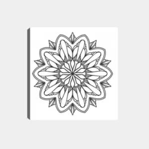 MANDALA44 White Black Decorative Canvas Painting