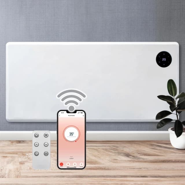 Purus 1800W WIFI Electric Radiator Panel Heater White Wall Mounted or Floor Standing Bathroom Safe Timer & Thermostat White Unisex