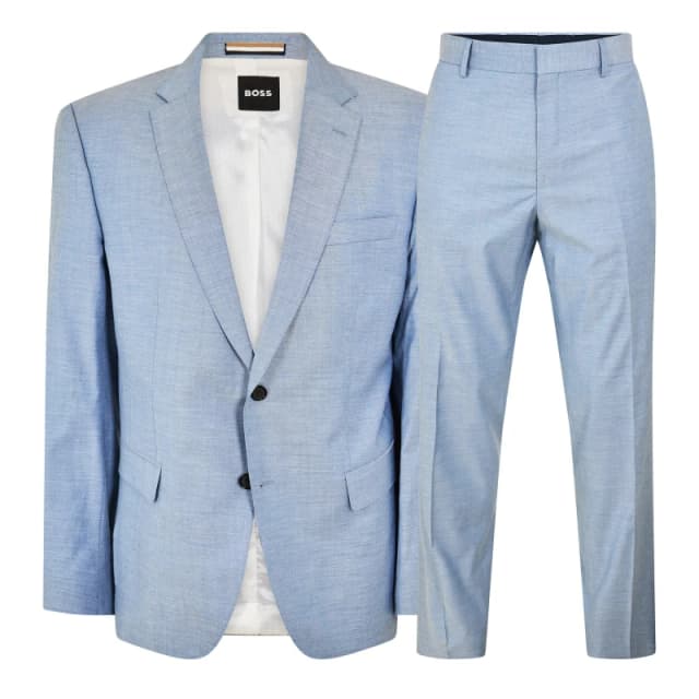 Boss Mens H-Huge 3 Piece Suit Lgt/Pastel Blue male 36 (46)