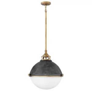 Hinkley Fletcher 3 Light Pendant Aged Zinc with Heritage Brass