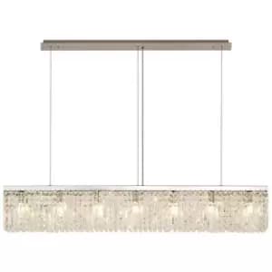 138x9cm Rectangular Ceiling Pendant Chandelier, 7 Light E14, Polished Chrome, Crystal - Luminosa Lighting