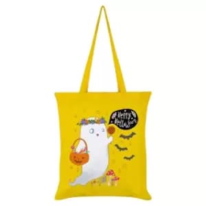 Grindstore Happy Halloween Ghost Tote Bag (One Size) (Yellow/White/Black)