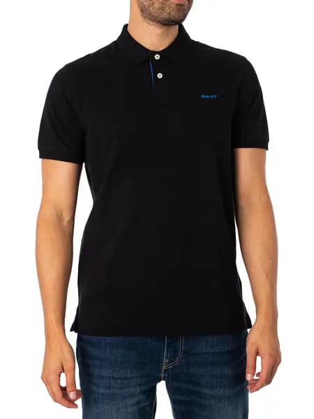 Gant Regular Contrast Pique Polo Shirt Black L