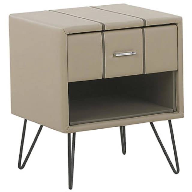 Beliani Bedside Table Betin Faux Leather Beige