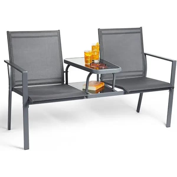 VonHaus Textoline Loveseat - Grey One Size