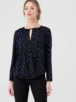 Wallis Stardust Wrap Top - Blue Size M Women