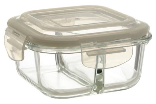 Interiors by Premier Freska 2 Section Square Glass Container With Lid 520 ml Clear