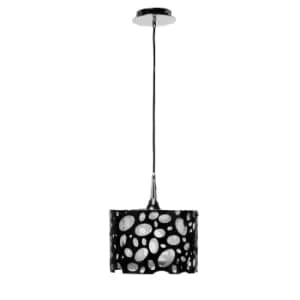 Lupin Pendant E27, Gloss Black/White Acrylic/Polished Chrome, CFL Lamps INCLUDED