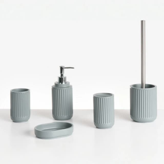 Beliani 5 Piece Bathroom Accessories Set Huarmey Light Grey