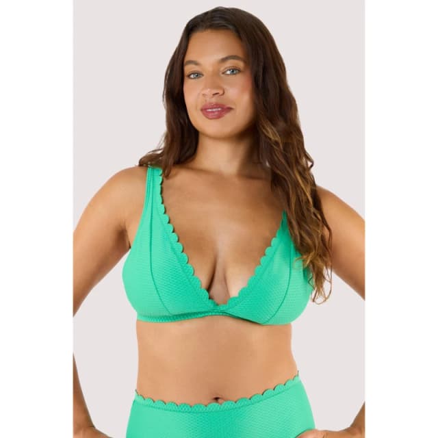 Peek and Beau Jade Green Scallop High Apex Triangle Bikini Top Jade Green female 8E/F