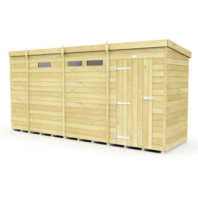 Buttercup Farm 13 x 4 Feet Pent Security Shed - Single Door - L118 x W387 x H201cm in Brown Brown Unisex