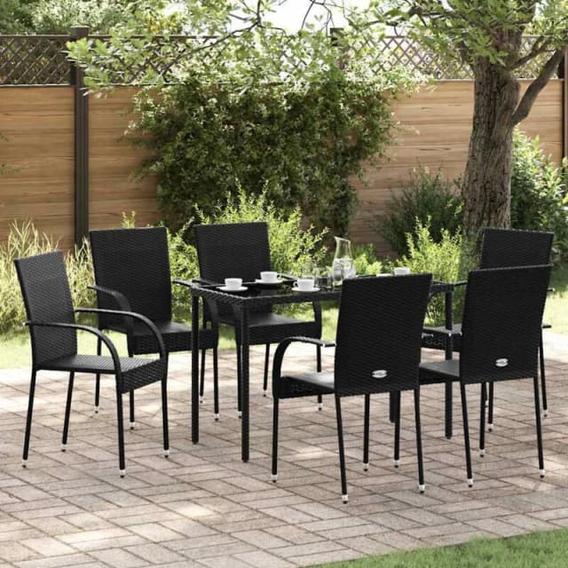 VIDAXL Stackable Outdoor Chairs 6 pcs Poly Rattan Black Vidaxl 8720286055083