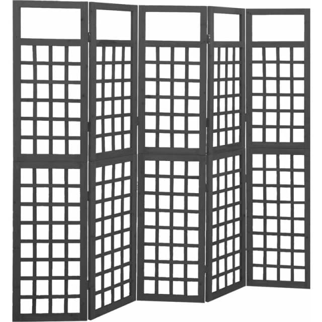 VIDAXL 5-Panel Room Divider/Trellis Solid Fir Wood Black 201.5x180cm Vidaxl 8720286452677