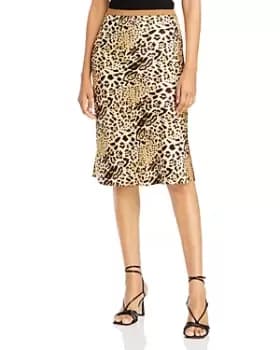 Anine Bing Erin Silk Leopard Print Skirt