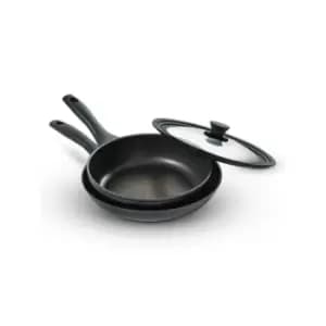Nadiya X Prestige Nesting Frying Pan Twinpack - 24Cm And 26Cm - With Universal Lid
