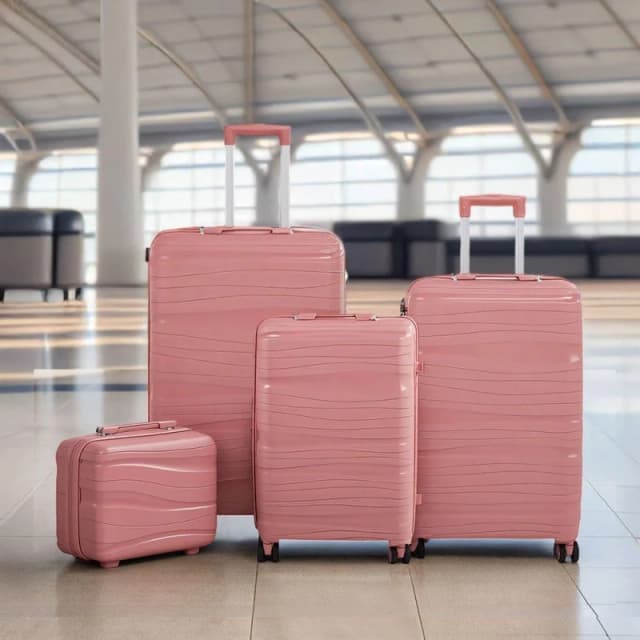 SHEONLY 4PCS Lockable Travel Suitcase Set Rose Gold unisex One Size