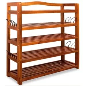 Wooden Shoe Rack 5 Tier Storage Cabinet Wood Shelf for Hallway Large Furniture Organiser Unit Brown Cupboard Racks