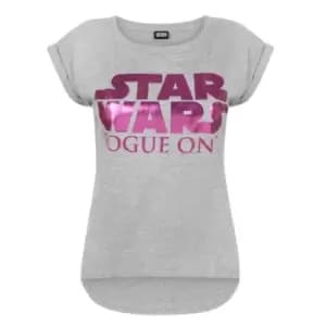 Star Wars Womens/Ladies Rogue One Dipped Hem T-Shirt (XL) (Grey/Pink)