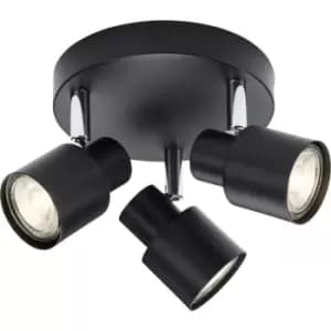 Knightsbridge - GU10 Triple Spotlight - Matt Black 230V IP20 50W