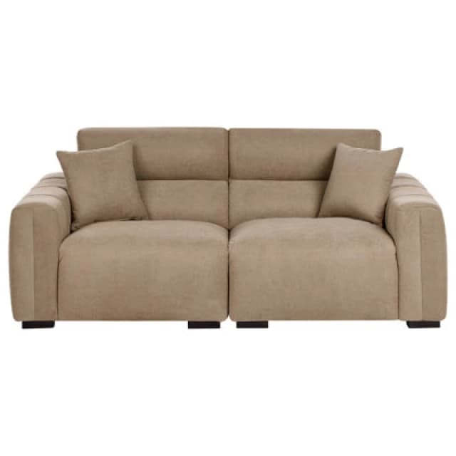 Beliani Sofa 3 Seater Fauskan Fabric Light Brown