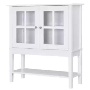 HOMCOM Modern Kitchen Sideboard Storage Cabinet Cupboard with 2 Glass Doors Adjustable Shelf for Dinning Room,Living Room, 80L x 28W x 84Hcm, White