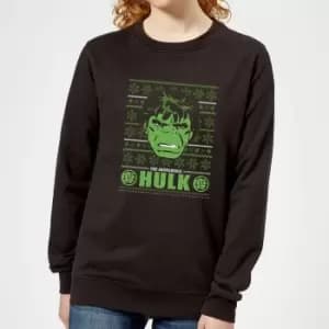 Marvel Hulk Face Womens Christmas Jumper - Black - 4XL - Black