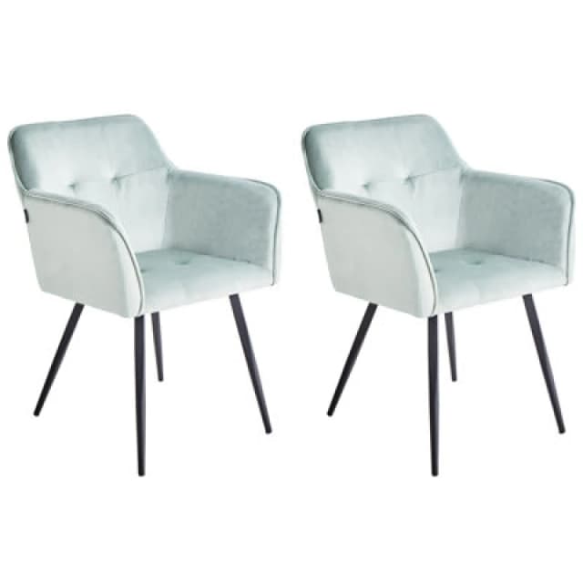 Beliani Set Of 2 Dining Chairs Jasmin Velvet Mint Green