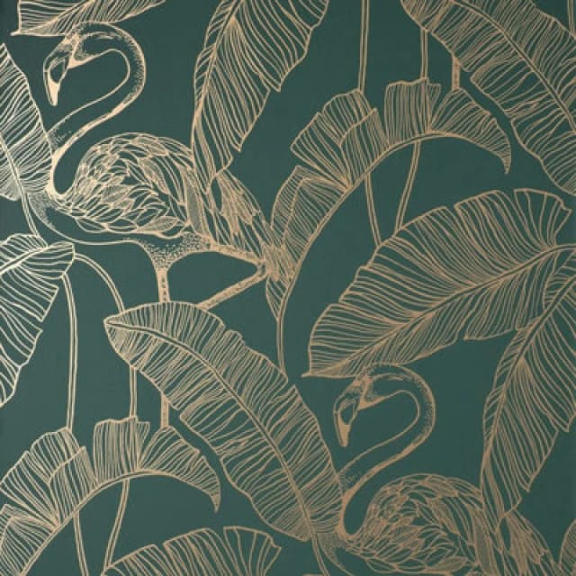 FINE DECOR Fine Decor Flamingo Emerald Tropical Leaves Wallpaper Paste The Paper WL-FD42946