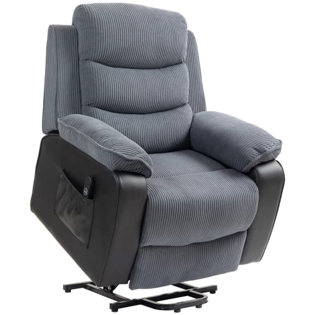 HOMCOM Power Lift Riser and Recliner Chair with Remote Control - Dark Grey TJ Hughes 5063603566491