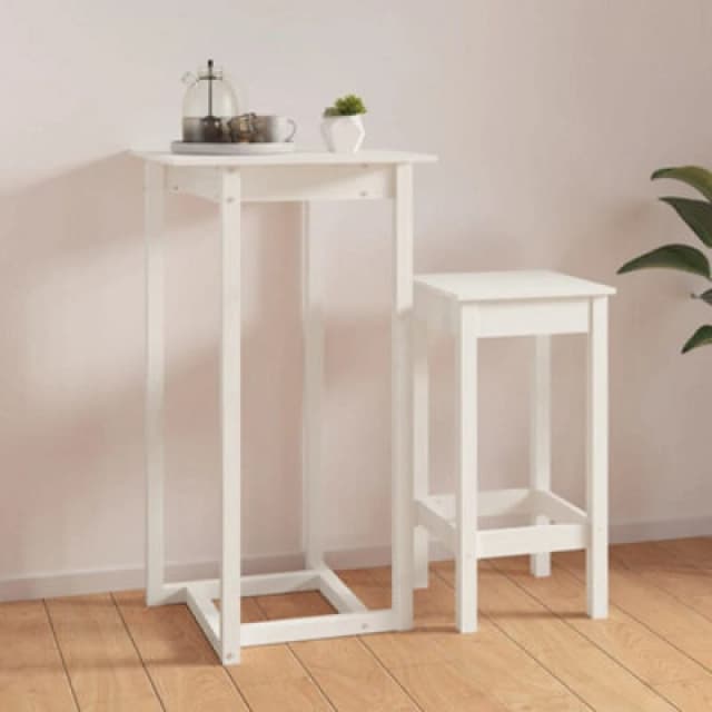 Vidaxl Bar Table White 60X60X110 Cm Solid Wood Pine, White 822178