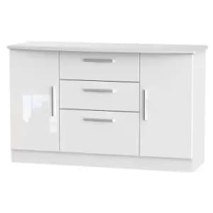 Fourisse Ready Assembled 2 Door 3 Drawer Sideboard White Gloss