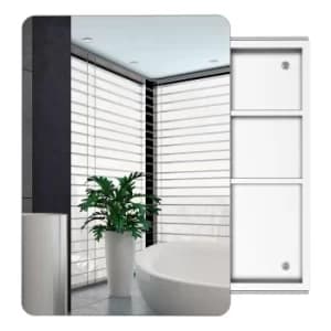 kleankin On-Wall Mounted Bathroom Storage Cabinet w/Sliding Mirror Door 3 Shelves Stainless Steel Frame
