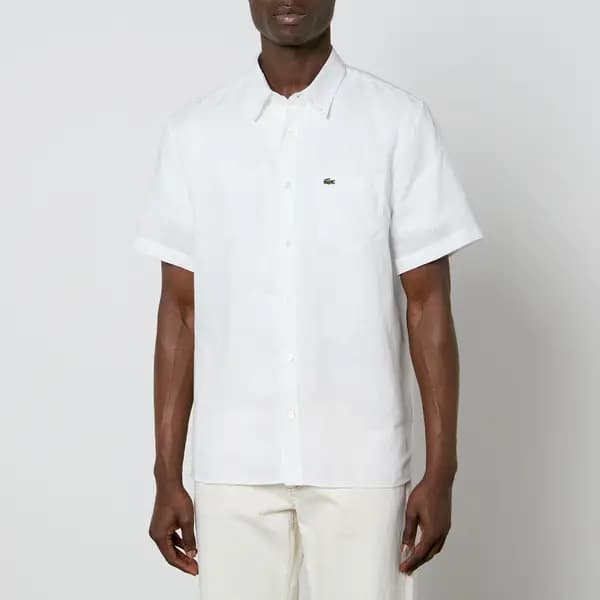 Lacoste Short Sleeved Linen Shirt - L White Shirts male CH5699-001 L