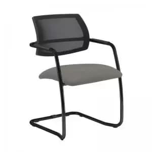 Tuba Black cantilever frame conference chair with half mesh back -