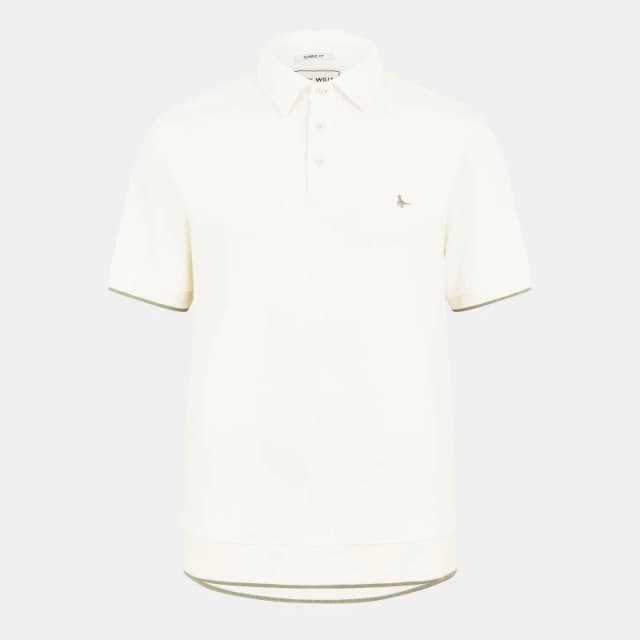 Jack Wills Mens Waffle Textured Short-Sleeve Polo Shirt Bone White male S