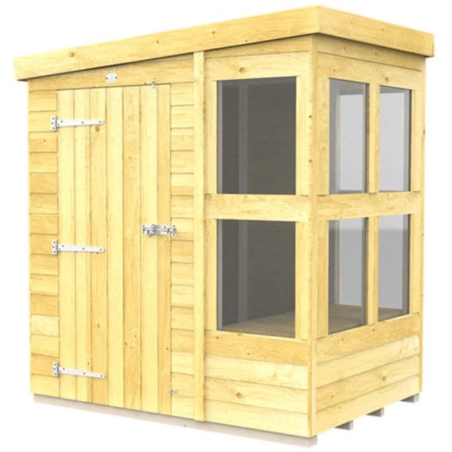 Flat Pack Sheds DIY Sheds 6 x 4 Pent Potting Shed, Brown 6X4PPSFF